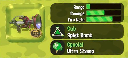 The sploosh-o-matic 7, with splat bombs and ultra stamp. 
            It has short range, high damage, and a high fire rate.